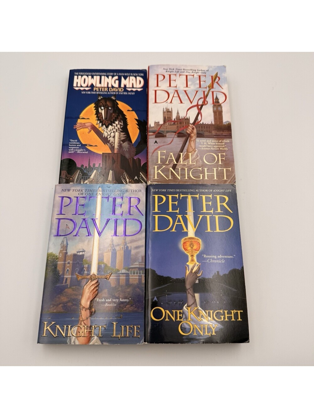 Peter David Fantasy Book Lot of 4 Knight Life Series Howling Mad Fall of Knight